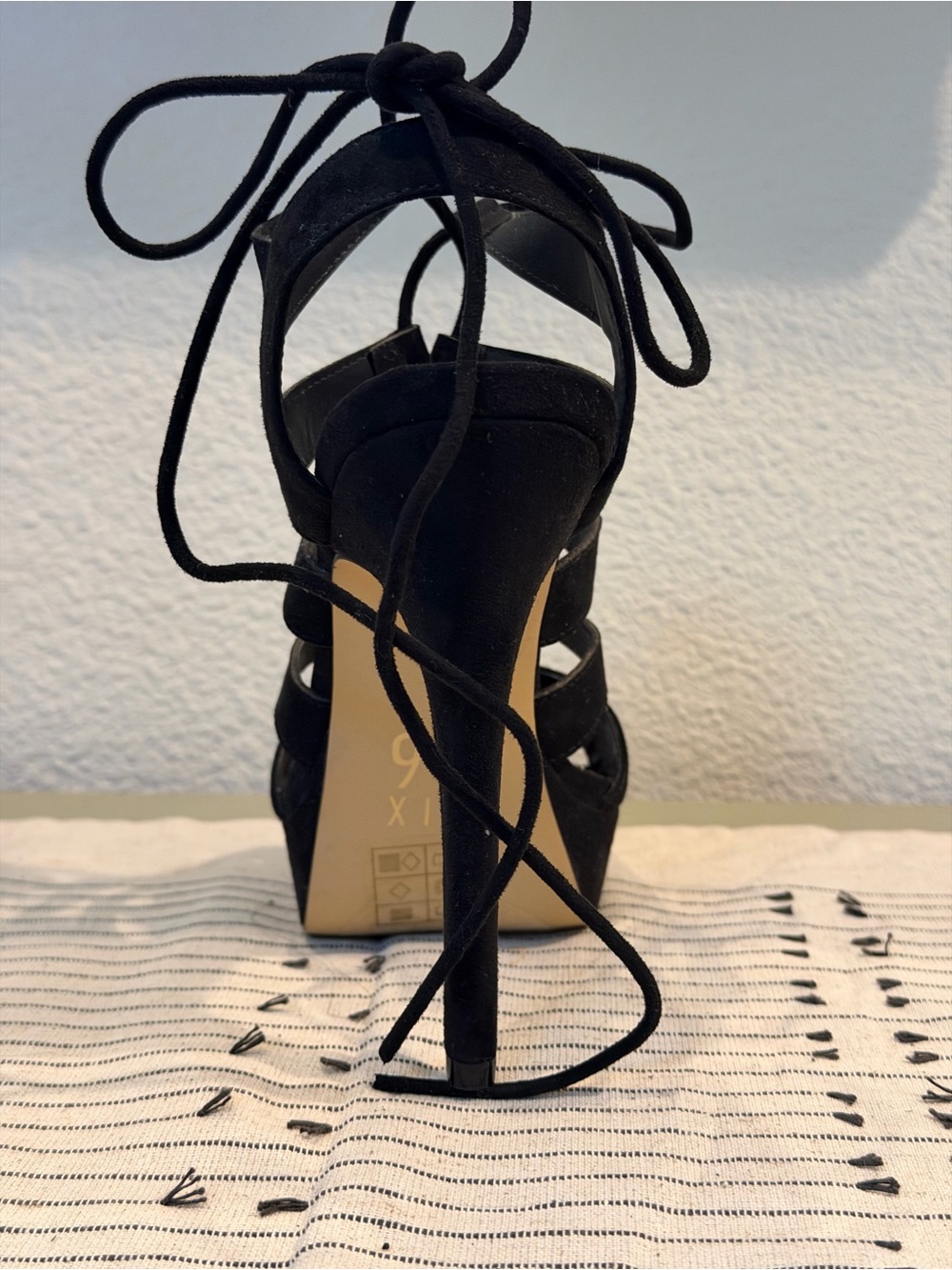 Mix No. 6 Black Strappy Lace-Up High Heels - Picture 5 of 11